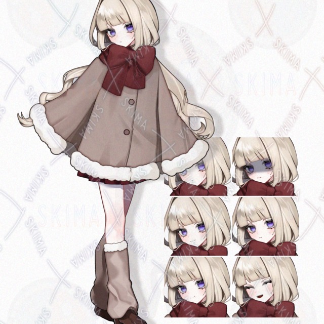 リボンマフラーの女の子［表情6種類］