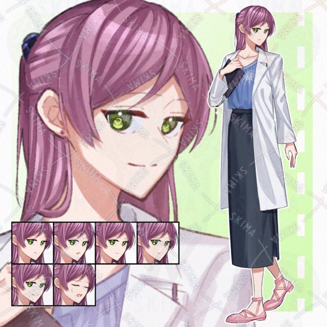白衣の女性【表情6種類】