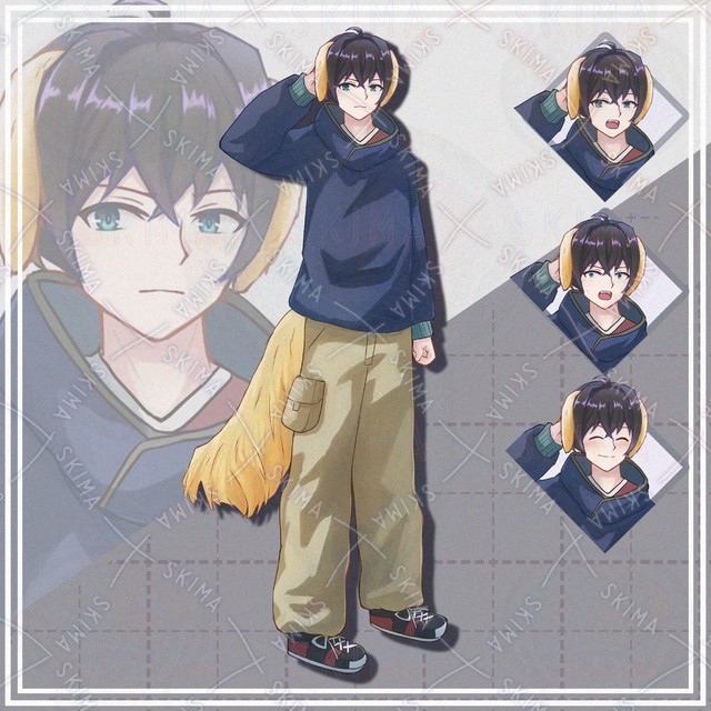 【表情8種】黒髪犬耳男の子【立ち絵】