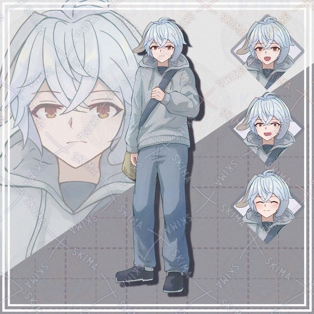 【表情8種】銀髪兎耳男の子【立ち絵】