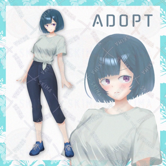 【差分7種】青緑髪のお姉さん