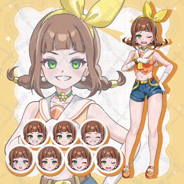 元気なおさげの少女