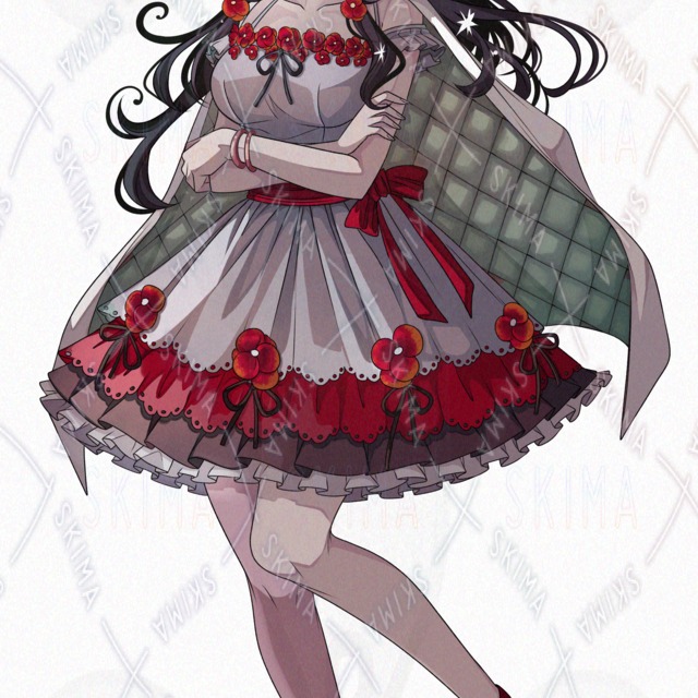 Backlight & 6 different expressions] Girl with red viola motif [Transparent PNG]. 的商品圖片第 3 張