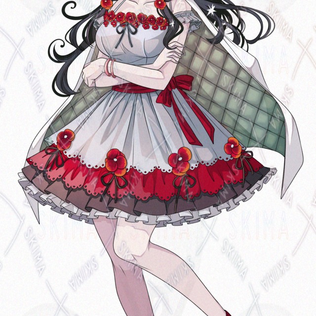 Backlight & 6 different expressions] Girl with red viola motif [Transparent PNG]. 的商品圖片第 8 張