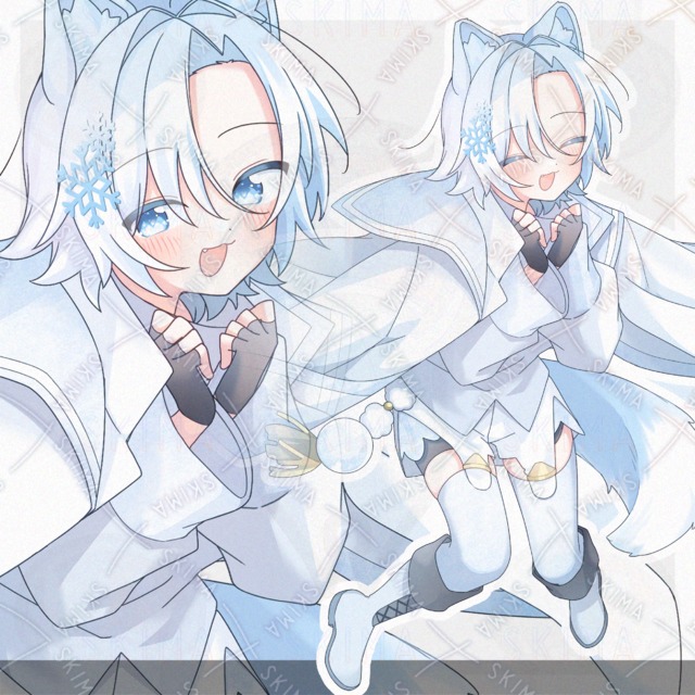 雪の結晶モチーフの白狐な子