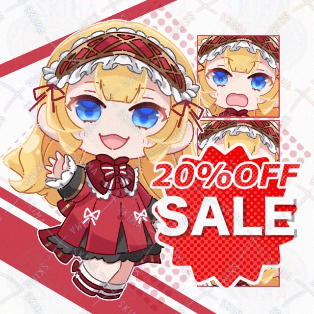 【SALE品】ミニキャラ/赤いドレスの女の子/表情差分全4種