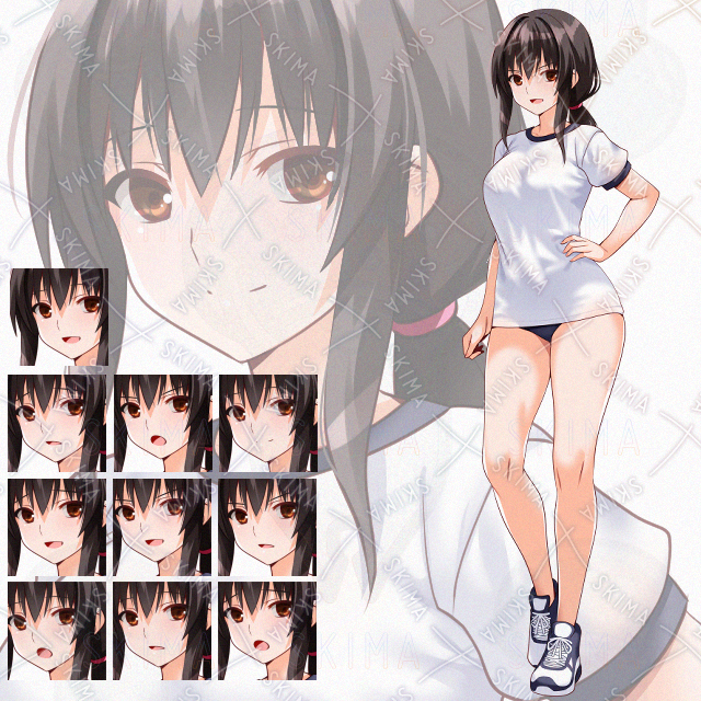 【表情10種】体操服髪後結少女