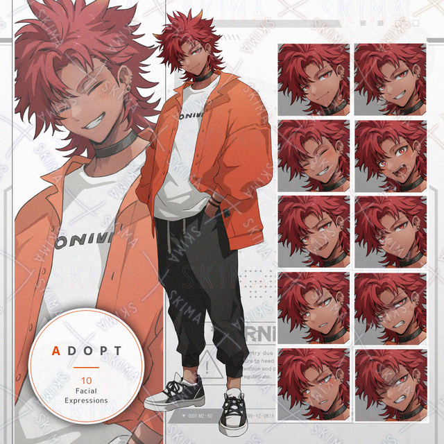 赤髪の青年（表情10種）