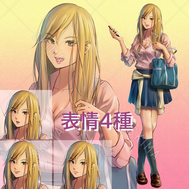 金髪ギャル　表情４種