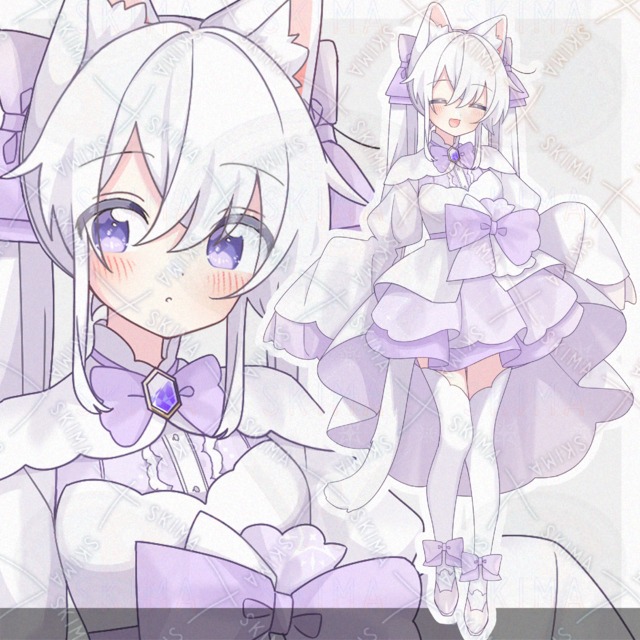 白紫カラー衣装の猫耳ツインテ女の子