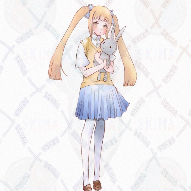 Image 6 of Price reduction] Student girl with rabbit doll, 5 different facial expressions.