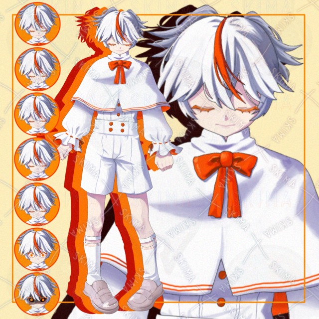 目を瞑った白いキャラクター