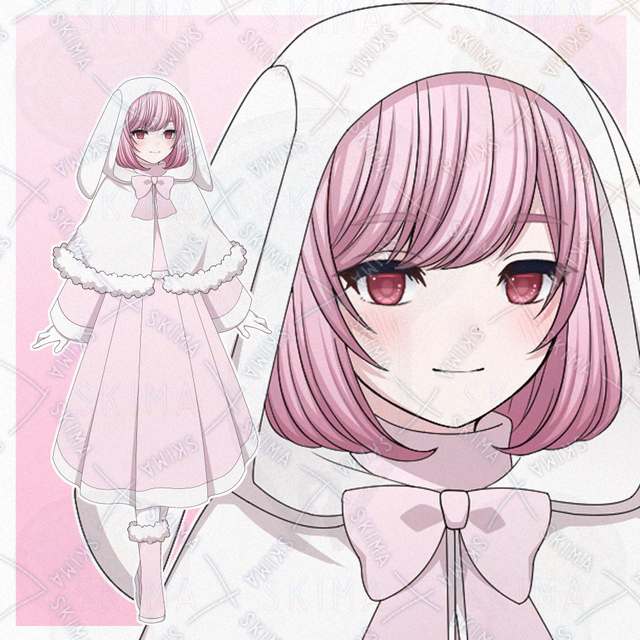 うさ耳フードをかぶった女の子【表情差分10種】