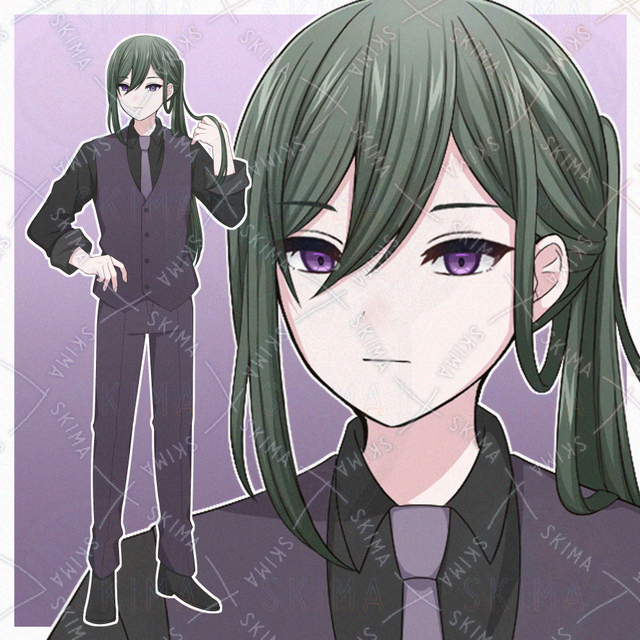 スーツを着たポニーテールの青年【表情差分10種】