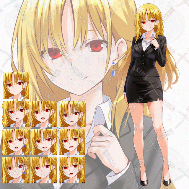 【表情10種】金髪スーツ女性