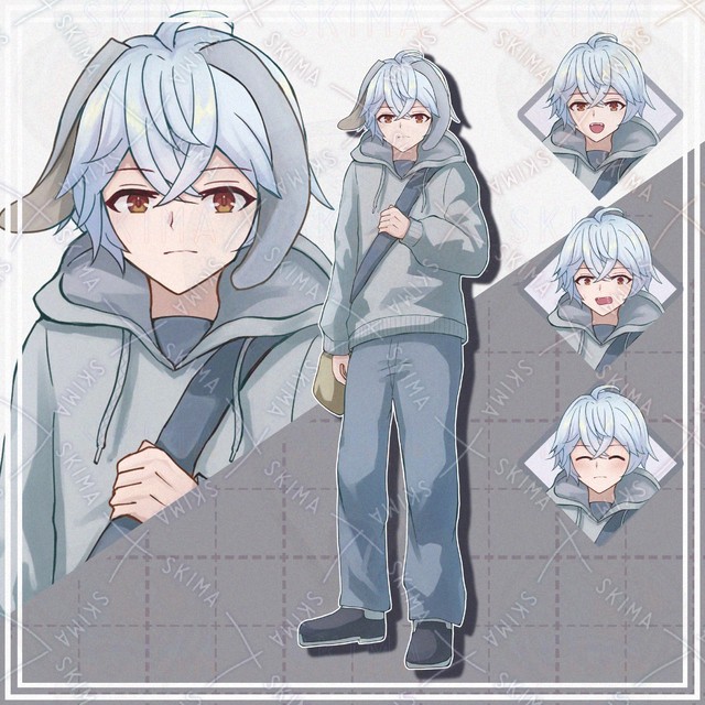 【表情9種＋オマケ】兎耳付き銀髪の男の子【立ち絵】