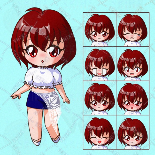 女の子デフォルメ(表情8種)