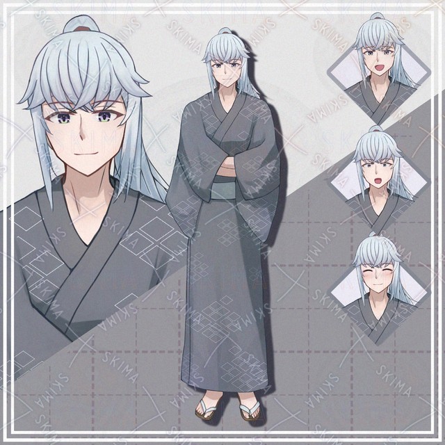 【表情10種】和服姿のポニテ男性【立ち絵】