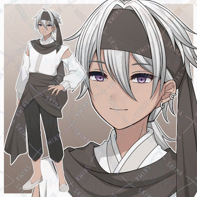 褐色肌のファンタジー風な服を着た青年【表情差分10種】