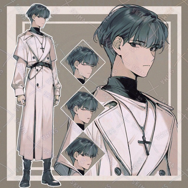 【Adopt】白コートの男性　表情4種/立ち絵