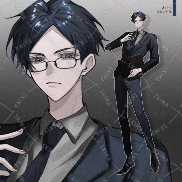 スーツの男性【表情9種+眼鏡】