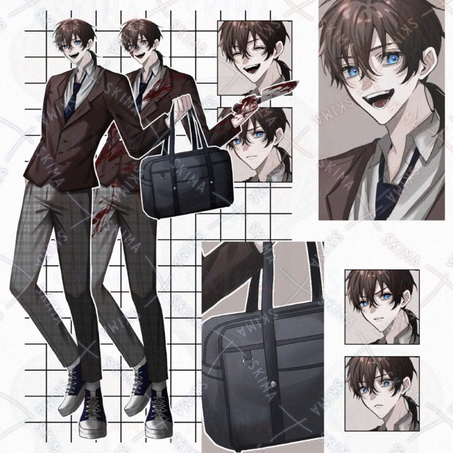 茶髪の学生【表情7種+小物3種】