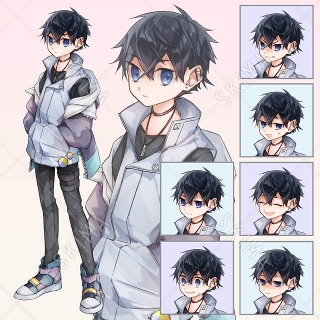 紫色パーカー男子、表情差分+6種