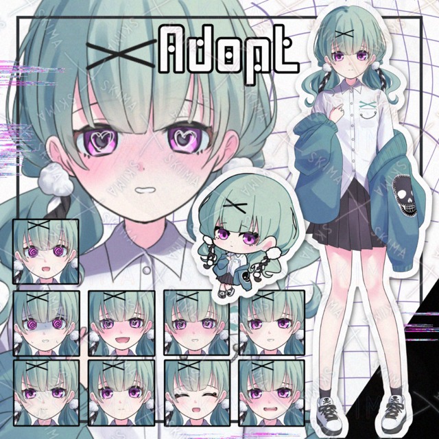 【表情9種、ミニキャラ1種】気弱そうなヤンデレ風少女