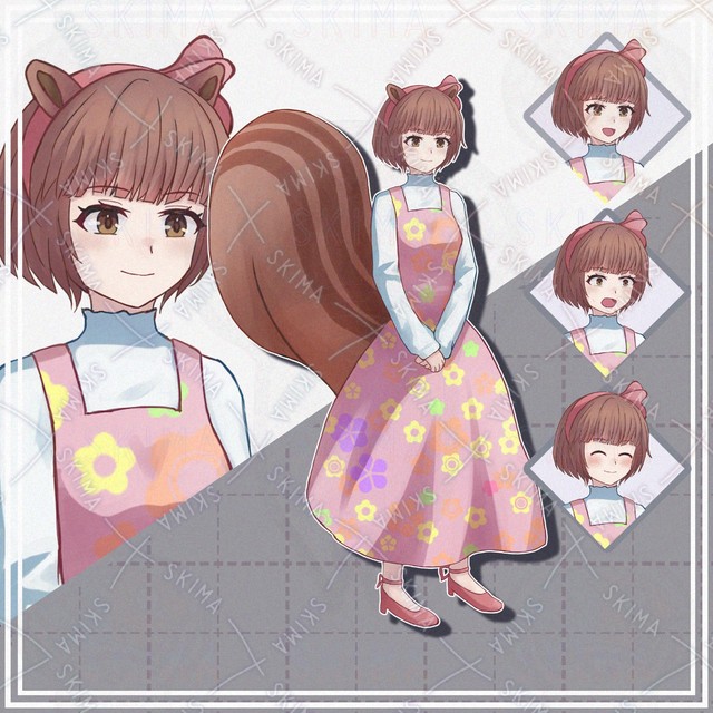 【表情9種＋オマケ】リス耳尻尾付き女の子【立ち絵】