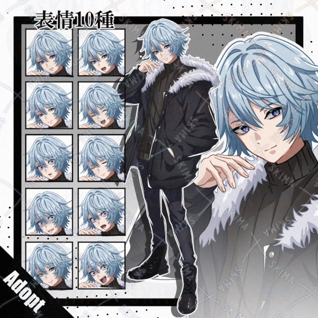 表情差10種　モッズコート男性