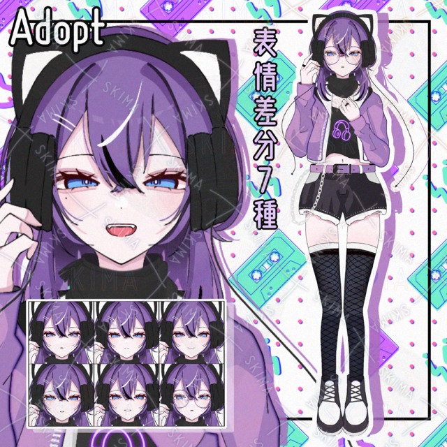 【表情差分7種】猫耳ヘッドホン