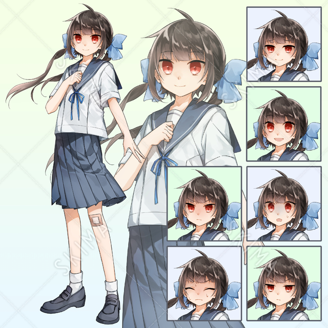 セーラー服女子、表情差分+6種