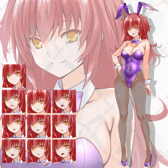 【表情10種】赤髪紫バニーさん