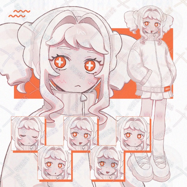 【表情7種】白髪ツインドリルの女の子