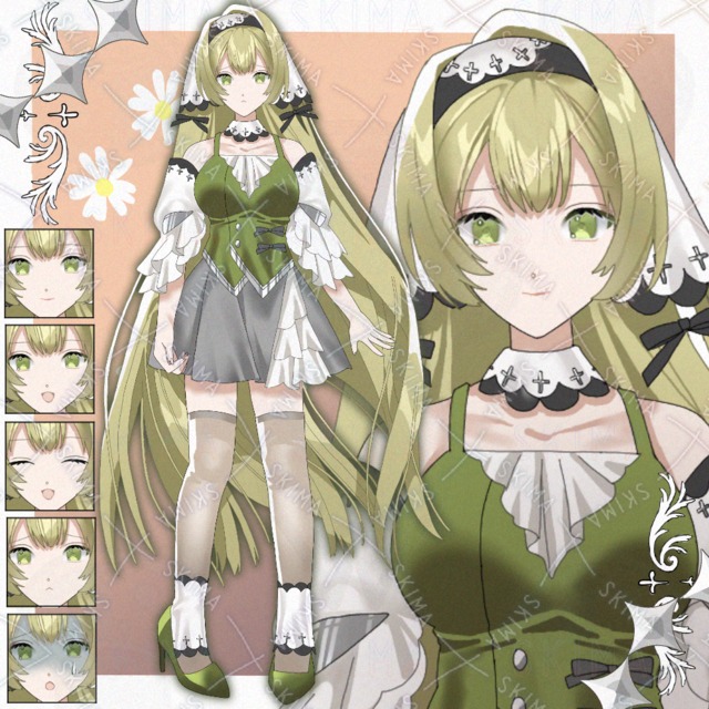 金髪の女性(表情5種)