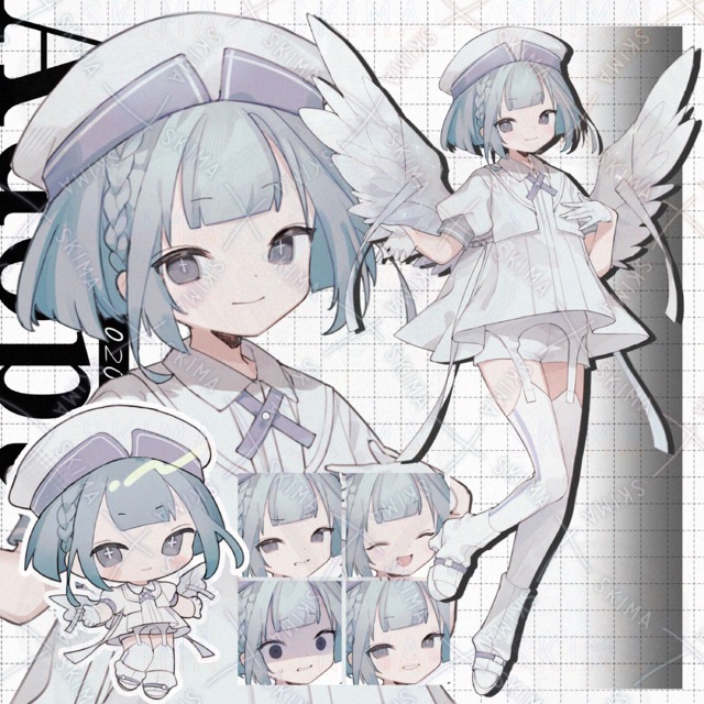 【SD付き】水色髪の天使【表情差分8種＋羽】