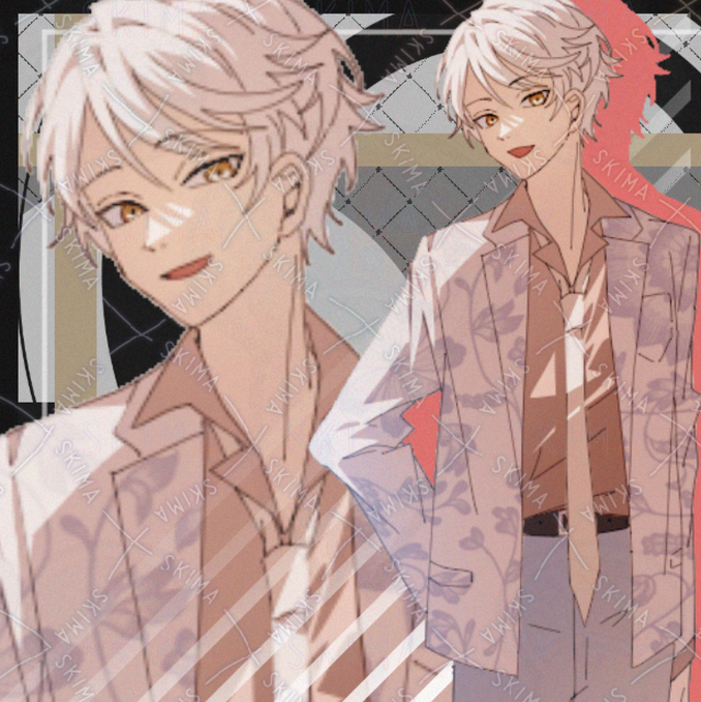 男性　男子　白髪　スーツ　カジュアル　現代　表情差分８種類