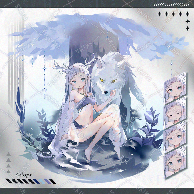 【Adopt】表情全5種 鹿の子と狼  背景他ver.あり