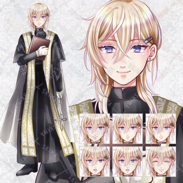 金髪青目の神父/聖職者/牧師風の男性【Adopt/表情6種】