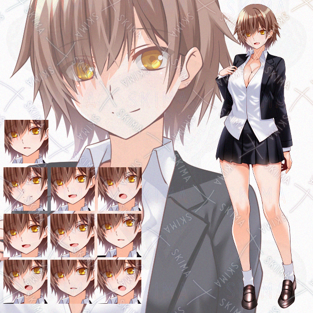 【表情10種】ボーイッシュミニスカ少女