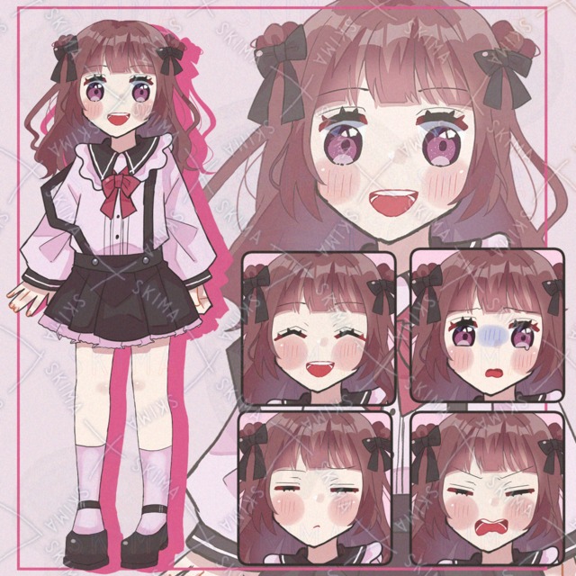 【IRIAM対応】ふんわり可愛い立ち絵イラスト♡/表情差分４種付きセット