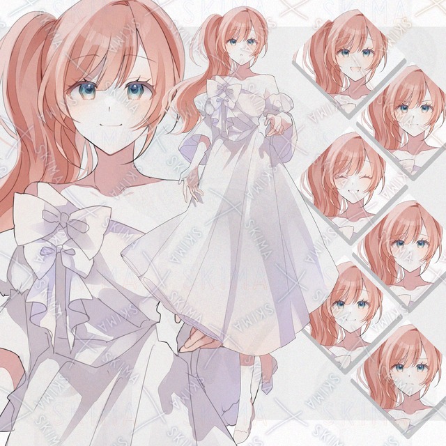 白ワンピースの少女【表情差分6種】