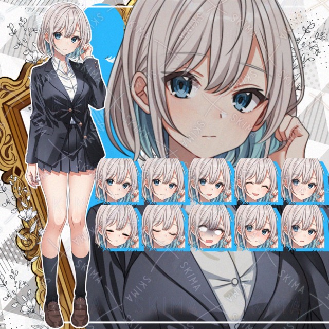 【表情10種】クールな雰囲気の女子高校生