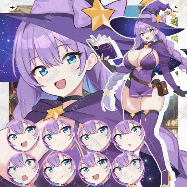 星をまとう魔法使い立ち絵【表情差分8種】