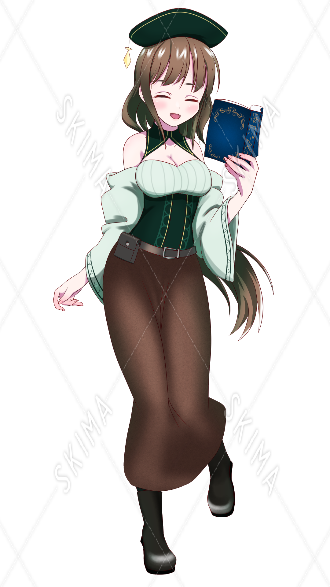 表情6種類 眼鏡差分 本を手に持つお姉さんの全身立ち絵 スキマ スキルのオーダーメイドマーケット Skima