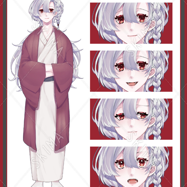 和服の女性・青年