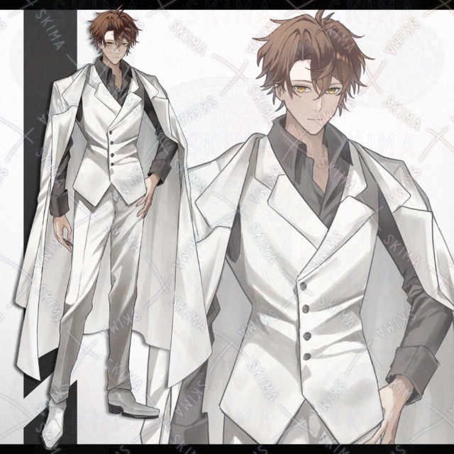 【表情8種】白スーツの男性