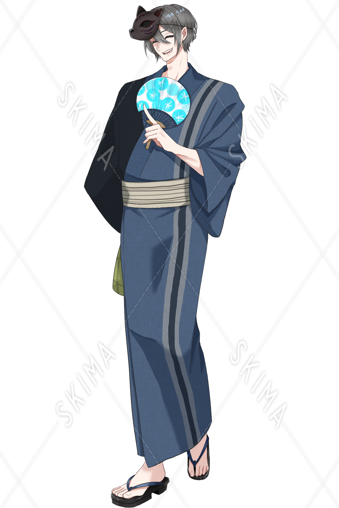 狐面 夏祭り浴衣 着物 和装男性 スキマ スキルのオーダーメイドマーケット Skima