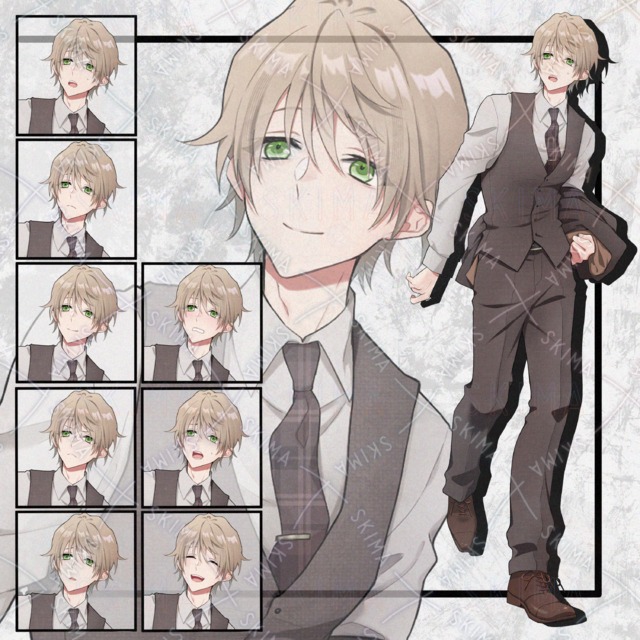 スーツの男性立ち絵　表情8種