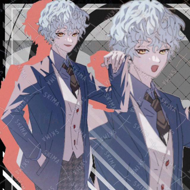 男の子　男子　スーツ　現代　ファンタジー　青　水色　癖毛　表情差分8種類